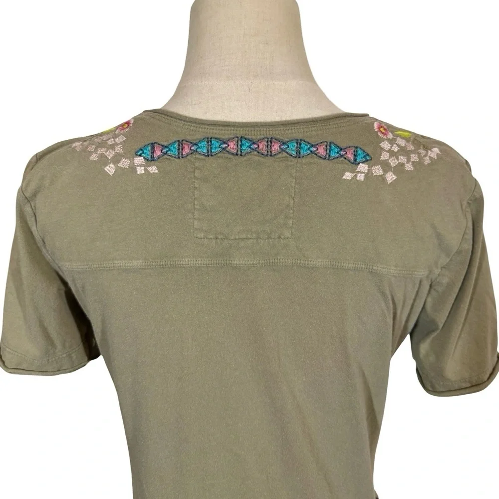 JWLA Johnny Was Sonya Side Slit Embroidered Floral V-neck Tunic Dress Top
